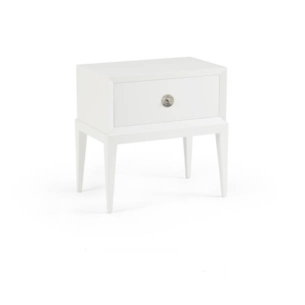 Dovetail Furniture Fabio White Linen Upholstered Panel Platform Bed